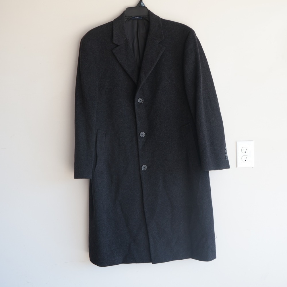 Loro Piana Turnbury Wool Overcoat Mens 40S Charcoal Gray Trench Coat Italy READ